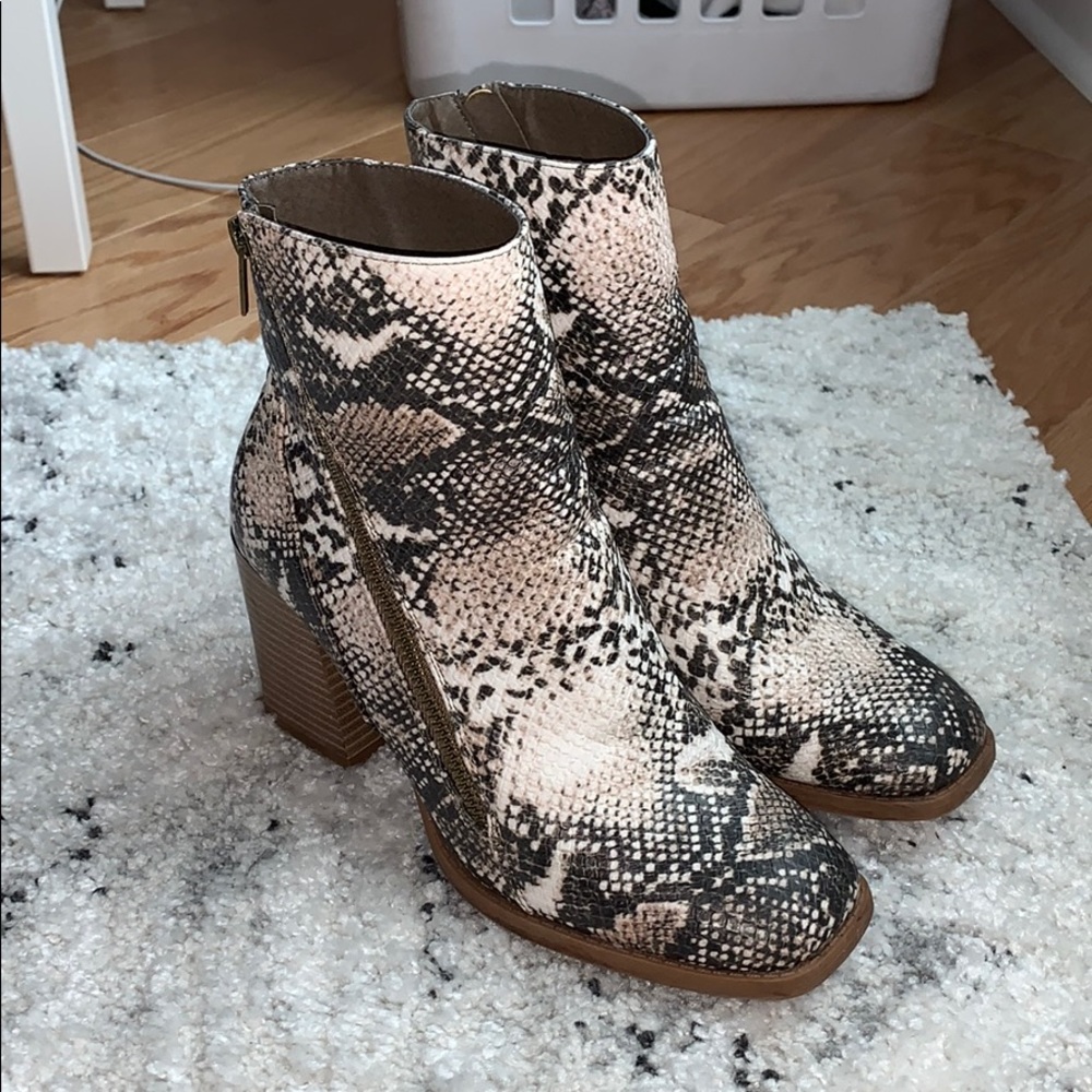 Snakeskin booties